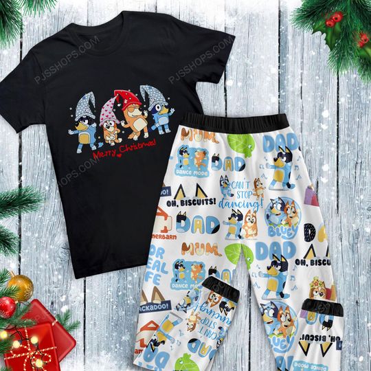 BlueyDad Christmas Pajamas Set, Family Pajamas, Family Christmas Pajamas Set