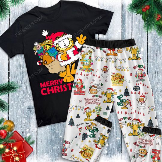 Garfield Cat Holiday Pajamas Set, Garfield Cat Family Pajamas, Garfield Cat Family Christmas Pajamas Set