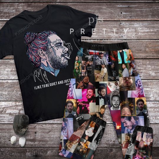 Post Malone Holiday Pajamas Set, Cute Post Malone Christmas Pajamas Set, Post Malone Family Pajamas For Adult And Kids