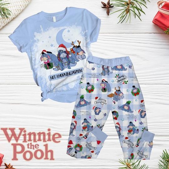 Disney Eeyore Christmas Pajamas Set, Winnie The Pooh Eeyore Holiday Pajamas, Cute Donkey Xmas Pajamas, Magic Kingdom Shirt