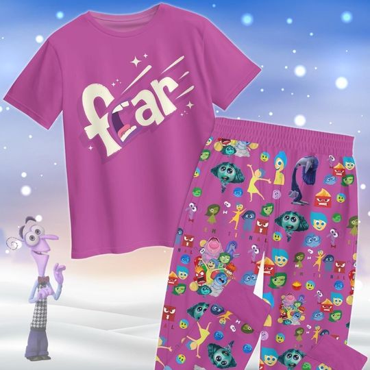 Inside Out Fear Pajamas Christmas, Inside Out Movie Pajamas, Disney Fear Holiday Pajamas, Emotion Friends Pjs, Gift For Her