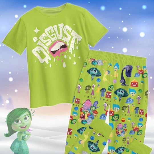Inside Out Disgust Pajamas Christmas, Inside Out Movie Pajamas, Disney Disgust Holiday Pajamas, Emotion Friends Pjs, Gift For Her