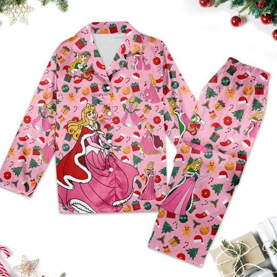 Aurora Princess Christmas Pajamas, Princess Christmas Pajama Set Gift Women, Sleeping Beauty Xmas Holiday Pyjamas, Magic Kingdom Shirt