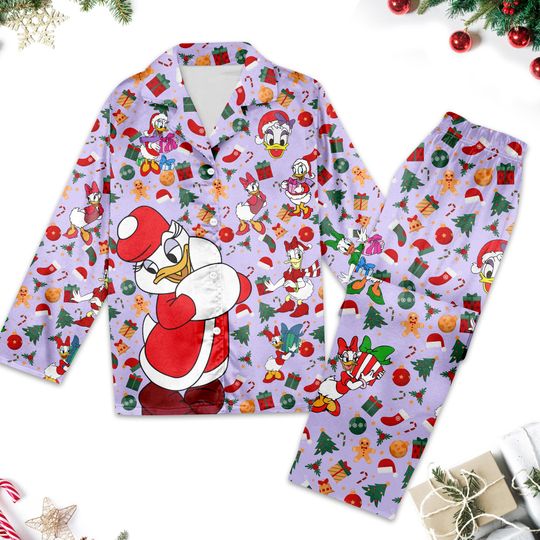 Daisy Duck Christmas Pajamas, Daisy Duck Christmas Pajama Set Gift Women, Donald Duck Xmas Holiday Pyjamas, Magic Kingdom Shirt