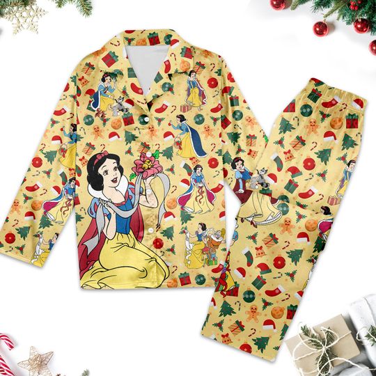 Snow White Christmas Pajamas, Seven Dwarfs Christmas Pajama Set Gift For Women, Princess Xmas Holiday Party Gift, Magic Kingdom Shirt