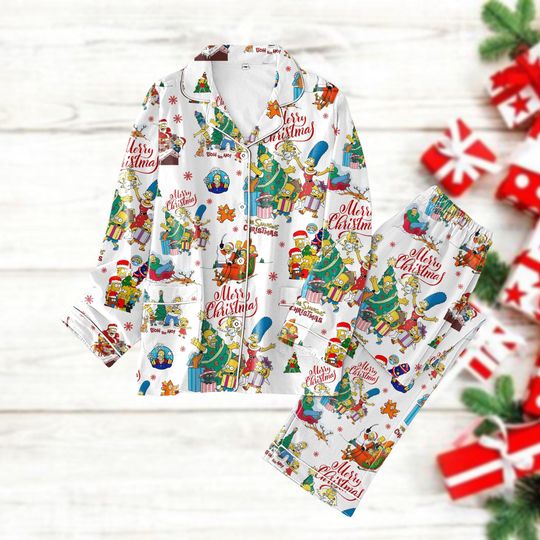 The Simpsons Christmas Pajamas, Family Matching Holiday Pajamas, Homer Simpsons Tree Pajamas Pants, Disney Xmas Party 2024 Gift
