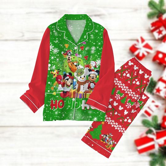 Mickey Mouse Ho Ho Ho Pajamas Set, Santa Mickey And Friends Pajamas Pants, Donald Duck Xmas Women Pajamas, Christmas Holiday Gift