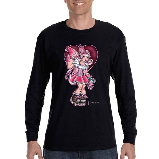 Men's Pinkie Fairy Sprite Pixie Elf Spirit Magic Magical Mythical Creature Fantasy Legendary Folklore Long Sleeve T-Shirt
