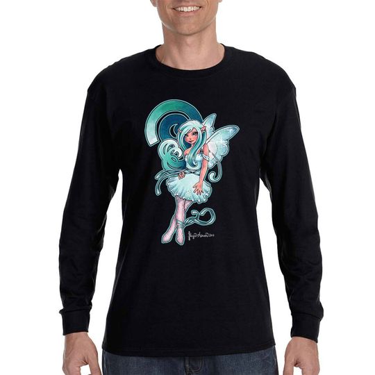 Men's Spiral Fairy Sprite Pixie Elf Spirit Magic Magical Mythical Creature Fantasy Legendary Folklore Long Sleeve T-Shirt