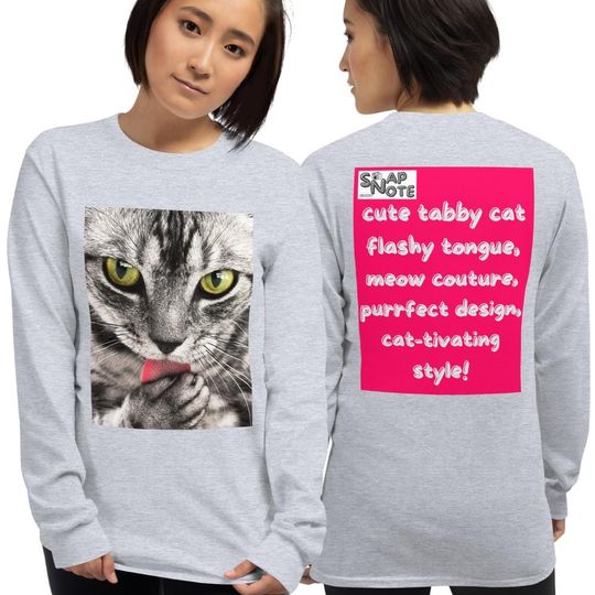 Cute Animal Long Sleeves Shirt TShirt Tee Cotton - tabby cat pattern - SnapNote Streetwear