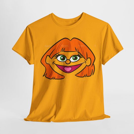 Julia Sesame Street Adult Unisex Tee, Autism Awareness Shirt, Orange Hair Girl Costume, Elmo and Abby Friends Gift, Sustainable Cotton Shirt
