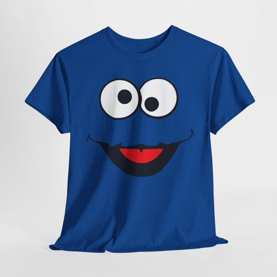 Cookie Monster Sesame Character Face Adult Unisex Heavy Cotton Tee Comfortable Halloween