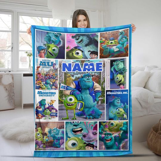 Funny Disney Monster Inc Custom Blanket, Magic Kingdom Monsters Blanket, Mike & Sulley Character, Disney Monster University Blanket