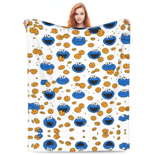 Comfortable Cookies Monsters Blanket Accessories Bed Decorative Cute Cartoon Blankets Lightweight Fleece for Travel