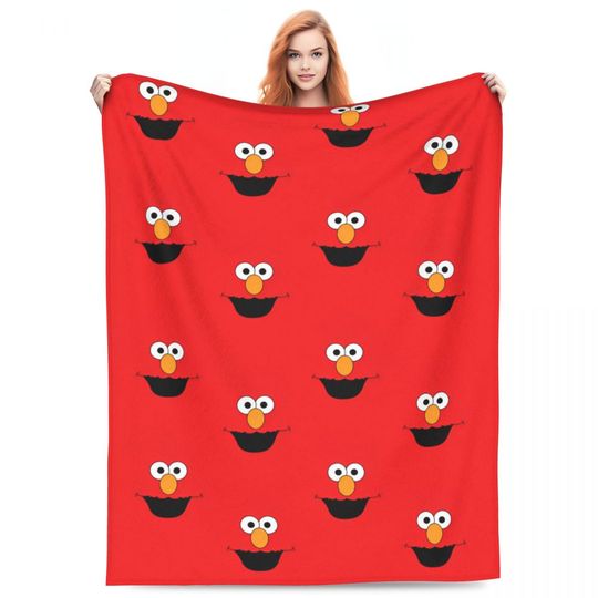 S-Sesame Streets Blankets Fleece Summer Cookie Monster Cartooon Portable Soft Blanket for Sofa Bedroom Rug Piece