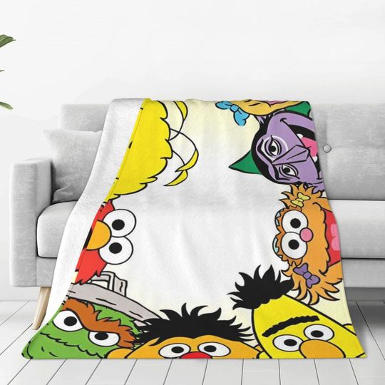 Sesame Streets Cookie Monster Blanket Cartoon Cute Flannel Awesome Soft Blanket for Bedding Lounge Autumn/Winter