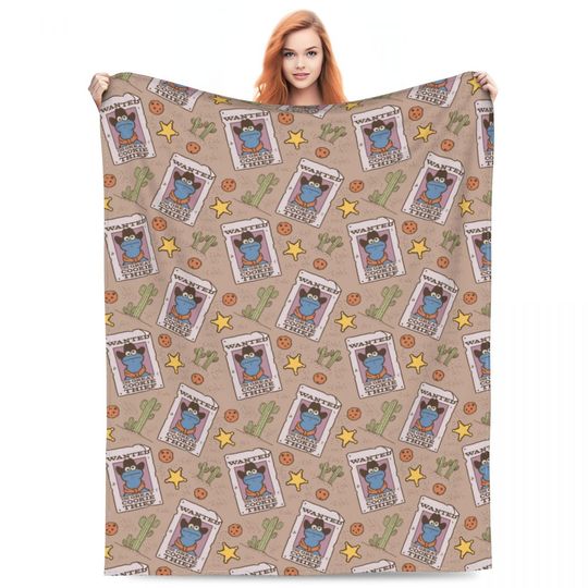 Funny Cookies Monsters Wanted Merch Blankets Flannel Bedding Blankets Comfortable Lightweight for Travel Plush Thin Quilt