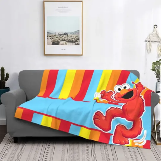 S-Sesame Streets Blanket Flannel Winter Cookie Monster Cartooon Breathable Lightweight Blanket for Plush Thin Quilt