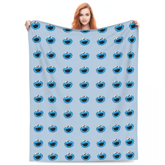 S-Sesame Streets Blanket Fleece All Season Cookie Monster Cartooon Breathable Lightweight Blanket