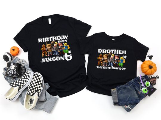 Custom Roblox Boy Shirt, Custom Birthday TShirt, Birthday Robots Shirt, Family Birthday Shirts, Birthday Tshirt,Video Game Matching Birthday