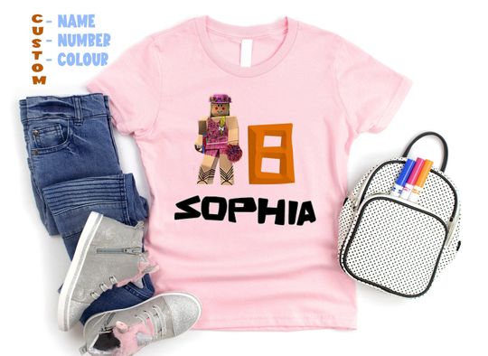 Custom Roblox Birthday Shirt, Roblox Girl Tshirt, Custom Girl Shirt, Cartoon Shirt,Daughter Birthday Shirt,Kids Heavy Cotton Tee,Roblox Girl