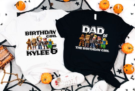 Custom Roblox Girl Shirt, Custom Birthday TShirt, Birthday Robots Shirt, Family Birthday Shirts,Birthday Tshirt,Video Game Matching Birthday