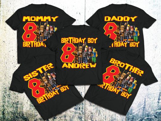 Personalized Roblox Birthday Boy T-Shirt, Personalized Roblox  Birthday Girl T-Shirt, Personalized Roblox Birthday Family T-Shirts