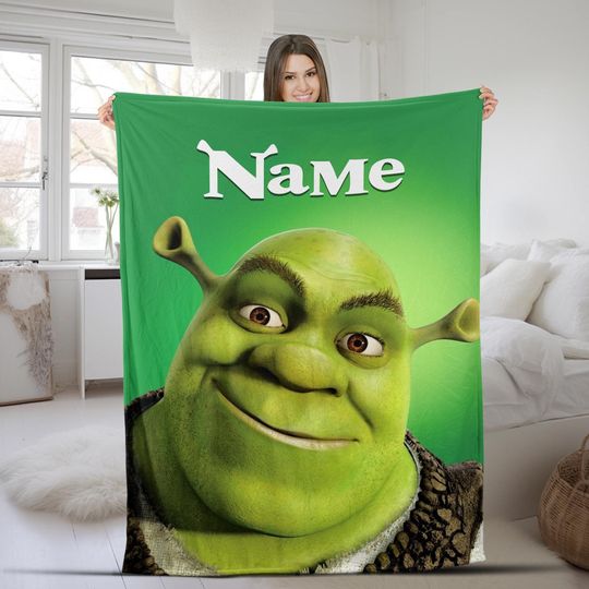 Personalized Shrek Characters Quilt Blanket, Gift For Shrek Film Fans Quilt Blanket,Custom Shrek Characters Baby Blankets Bedding