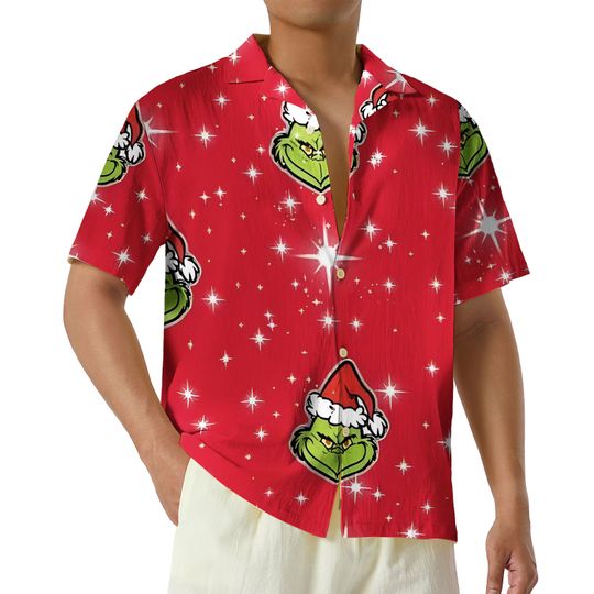 funny character Hawaiian Shirt, Funny funny character Ew People Whoville Button Up Shirt, Christmas Green Goblin Hawaii Shirt, Grin Gift