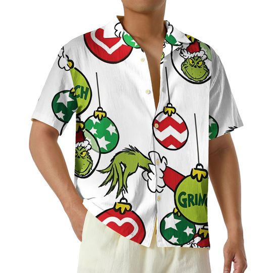 Christmas funny character Hawaiian Shirt, Merry Grin Button Up Shirt, funny character Christmas Gift, Christmas Party Gift