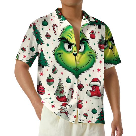 In My funny character Era Hawaiian Shirt, Christmas Funny funny character Hawaiian Shirt, Christmas Era, Christmas Light, Grin Button Up Shirt