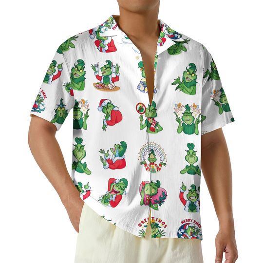 Grin Vintage Christmas Hawaiian Shirt, Merry Grin Retro Holiday Hawaii Shirt, funny character Lovers Gift, Vintage Xmas Shirt