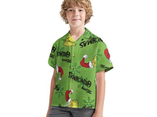 Merry Grin Hawaiian Shirt, Funny Christmas Family Holiday Hawaii Shirt, Whoville University Button Up Shirt