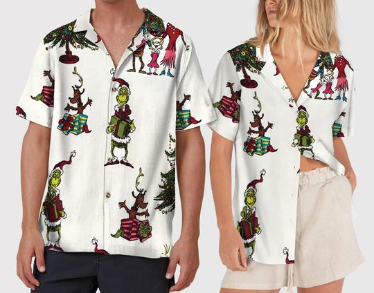 funny character Cindy Lou Who Max Christmas Hawaii Shirt, Merry Grin Short Sleeve Button Up Shirt, Xmas funny character Hawaii Shirt