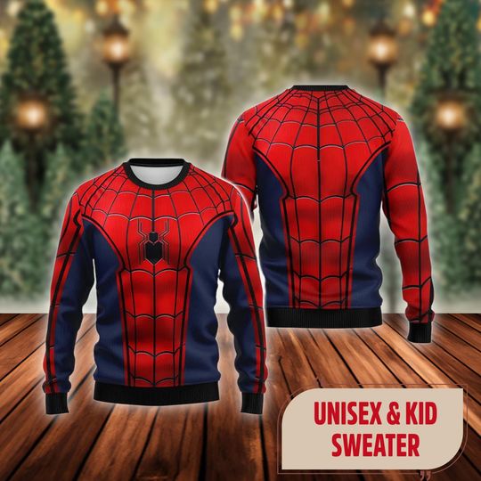 Discover Peter Parker Cosplay Costume Sweatshirt, Spider-Man 3D Sweatshirt, Spider Cosplay Costume Sweatshirt, Superhero Xmas Holiday Shirt