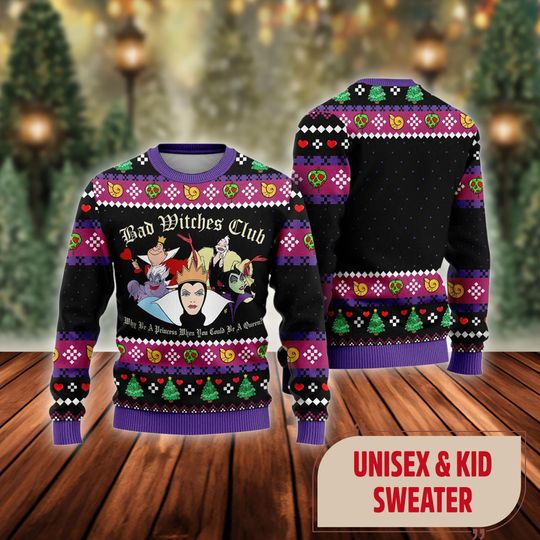 Maleficent Christmas Ugly Sweatshirt, Evil Villains Ugly Christmas Sweatshirt, Magic Kingdom Shirt, Witch Villains Xmas Holiday Shirt