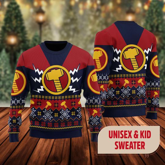 Thor 3D All Over Printed T-shirt, Superhero Movie Ugly Christmas Sweater, Thor Xmas Sweatshirt, Christmas Gift For Men Women Kid