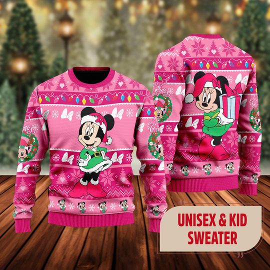 Cute Minnie Mouse Ugly Christmas Sweater, Mickey Mouse Movie Xmas Sweatshirt, Minnie Mouse Christmas Gift For Men Women Kid