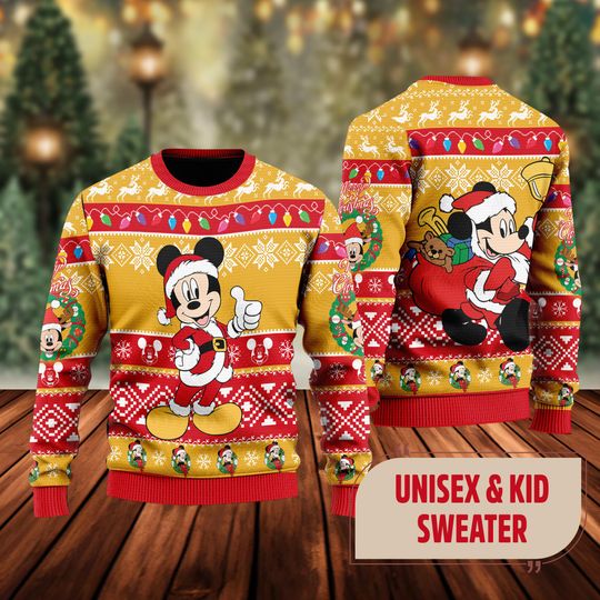 Cute Mickey Mouse Ugly Christmas Sweater, Mickey Mouse Movie Xmas Sweatshirt, Mickey Mouse Christmas Gift For Men Women Kid