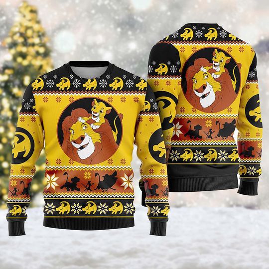 Lion King 3D All Over Printed T-shirt, Lion Movie Ugly Christmas Sweater, Xmas Sweatshirt, Simba Christmas Gift For Men Women Kid