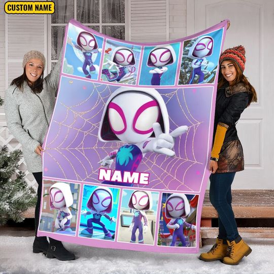 Personalized Name Spider Gwen Blanket , Spidey and His Amazing Friends Blanket, Spiderman Blanket, Cartoon Spidey Blanket