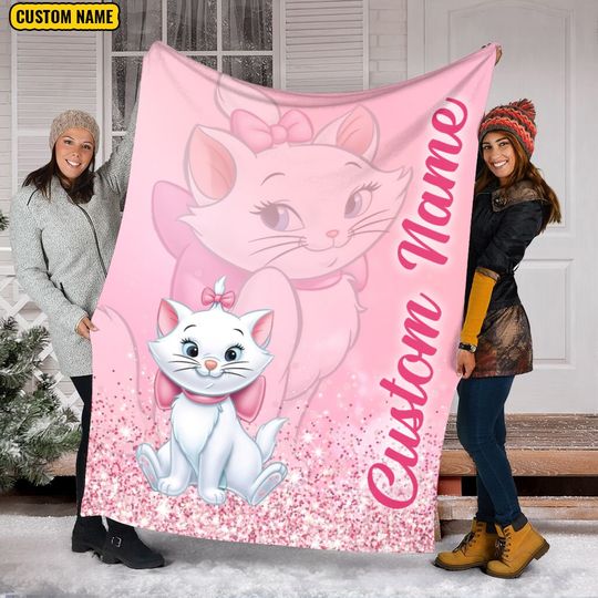 Personalized Name Disney Marie Cat Blanket, The Aristocats Blanket, Magic Kingdom Blanket, Baby Throw Blanket
