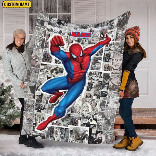 Personalized Name Spider-Man Blanket, Peter Parker Blanket, Marvel Avengers Blanket, Spiderman Blanket, Gift For Fans