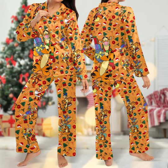 Tigger Christmas Pajamas, Tigger Christmas Pajama Set Gift Women For Holiday, Winnie the Pooh Xmas Party Gift, Magic Kingdom Shirt