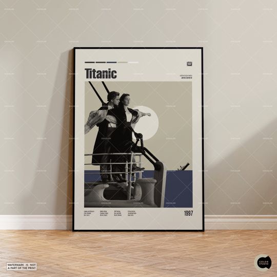 Titanic, James Cameron, Leonardo DiCaprio, Retro Movie Poster, Midcentury Modern, Retro Tv Show Poster, Minimal Movie, Custom Movie Poster