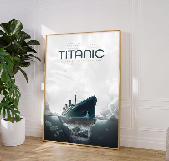 Titanic Movie Digital Poster, Minimalist Digital Print, Movie Lovers Gift, Printable Wall Art, James Cameron Movie Poster, Leonardo DiCaprio
