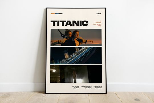 Titanic Movie Poster, Modern Movie Poster Print, Titanic Poster Wall Decor, DIGITAL FILES, James Cameron, Leonardo Dicaprio, Kate Winslet