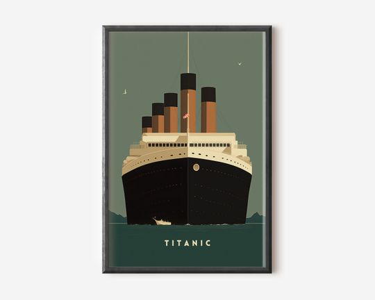 Titanic Poster Minimalist Titanic Movie Poster Leonardo Dicaprio Movie Lover Gift in the style of Wes Anderson Movie Titanic Digital Art
