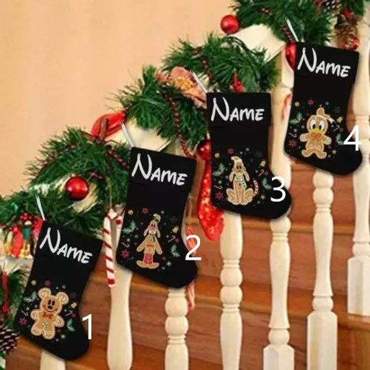 Personalized Mickey And Friends Gingerbread Man Cookies Christmas Stocking
