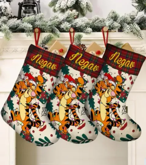 Personalized Tigger Xmas Lights Merry Christmas 2024 Winnie The Pooh Stocking